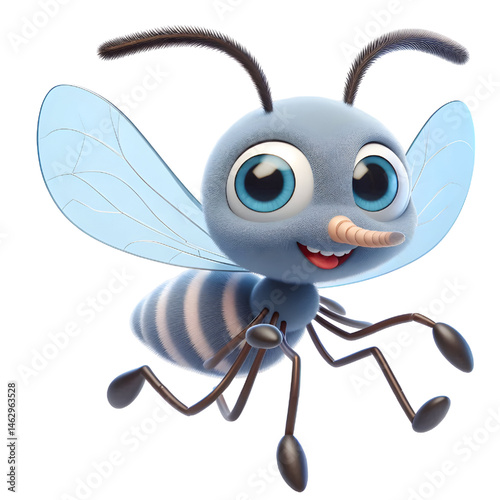 Cute 3d Mosquito isolated on white background