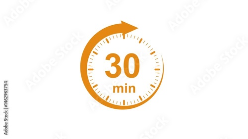 Clock Face Timer - The 30 minutes, stopwatch icon. Stopwatch icon in flat style. white and green background 4k video timer 30 minutes countdown icon. Time measure. The chronometer icon
