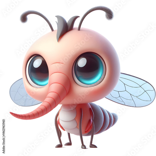Cute 3d Mosquito isolated on white background