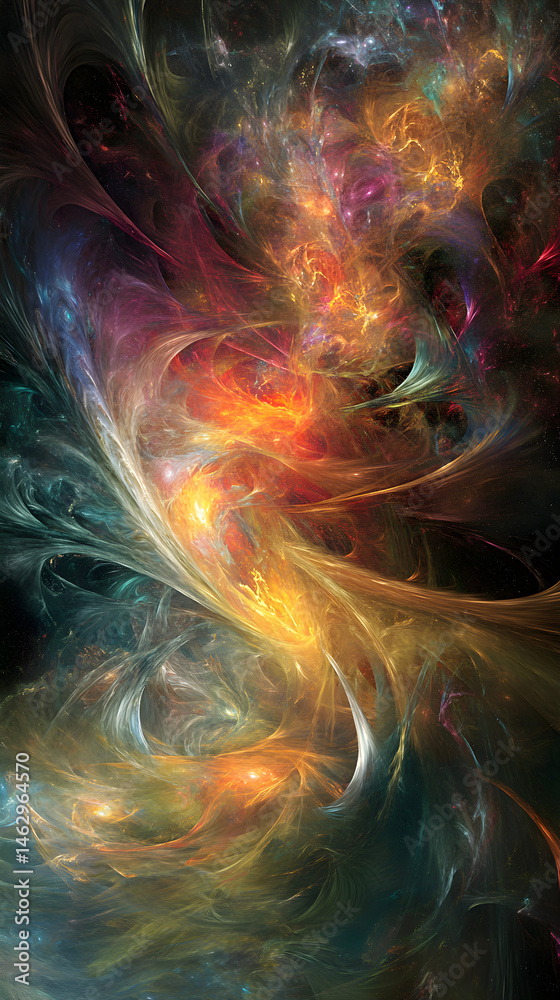 Fototapeta premium Celestial Symphony: The Majestic Glow of a Distant Quasar