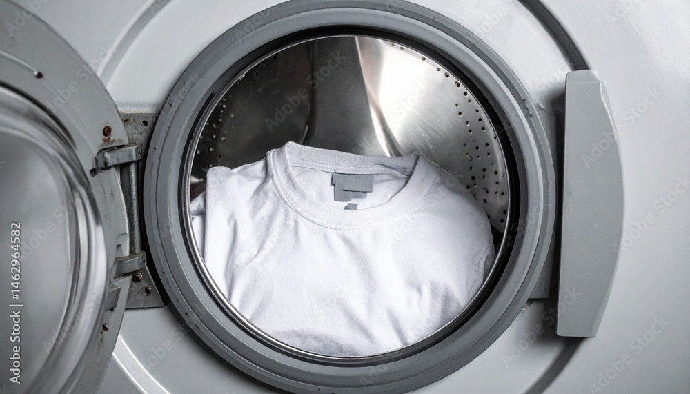 Folded T-Shirt in Dryer Drum with Custom Tag Zone Folded T-Shirt in Dryer Drum with Custom Tag Zone