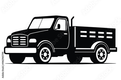 Wallpaper Mural Black monochrome pickup truck shows a simple design with utility and nostalgic appeal Torontodigital.ca