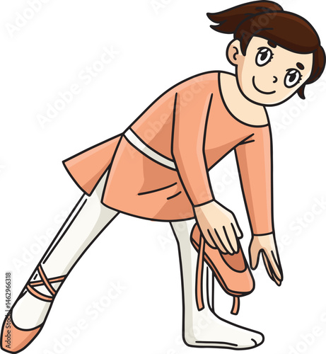 Ballerina Wearing Shoes Cartoon Colored Clipart 
