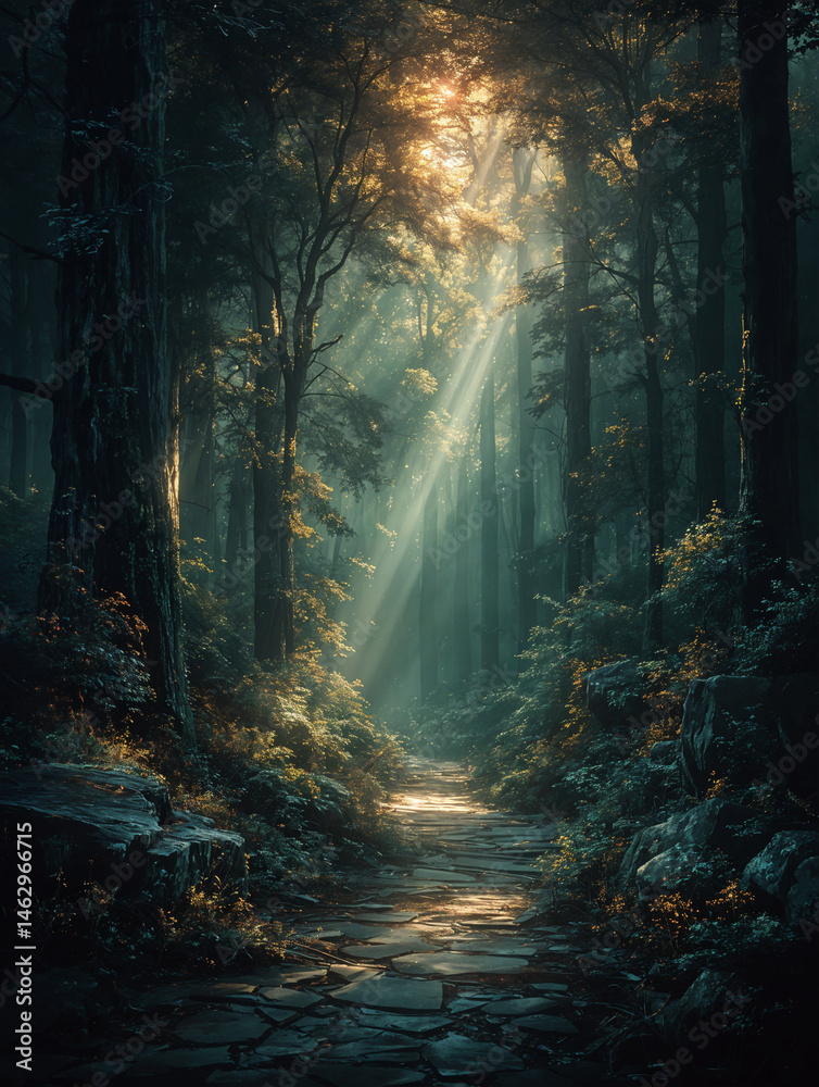 Fototapeta premium Sanctuary of the Luminous Path. Generative AI 