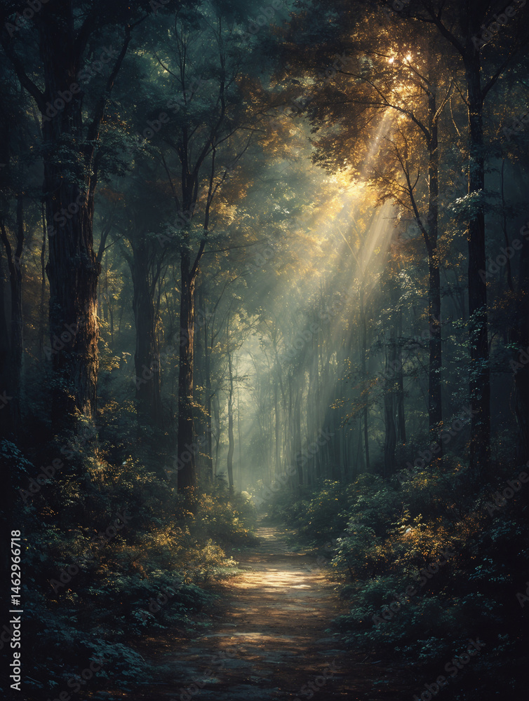 Naklejka premium Sanctuary of the Luminous Path. Generative AI