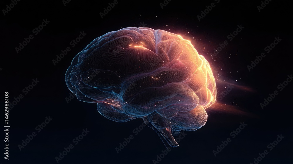 A glowing, translucent brain illustration symbolizing thought and intelligence. A glowing, translucent brain illustration symbolizing thought and intelligence.