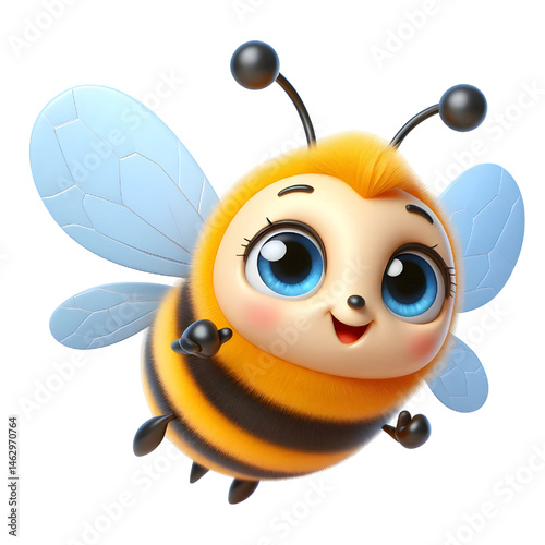 Cute 3d bee isolated on white background