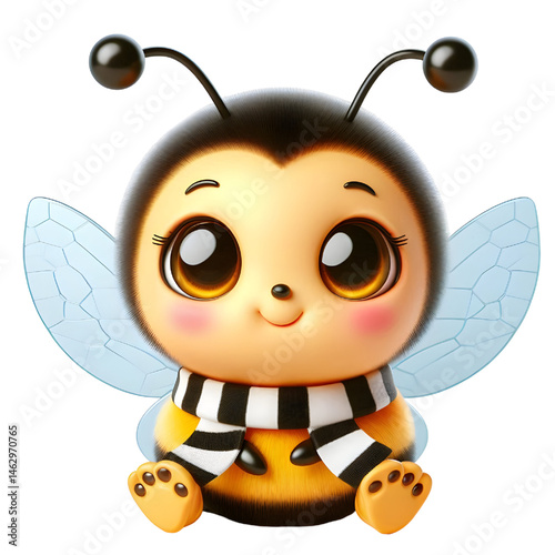 Cute 3d bee isolated on white background