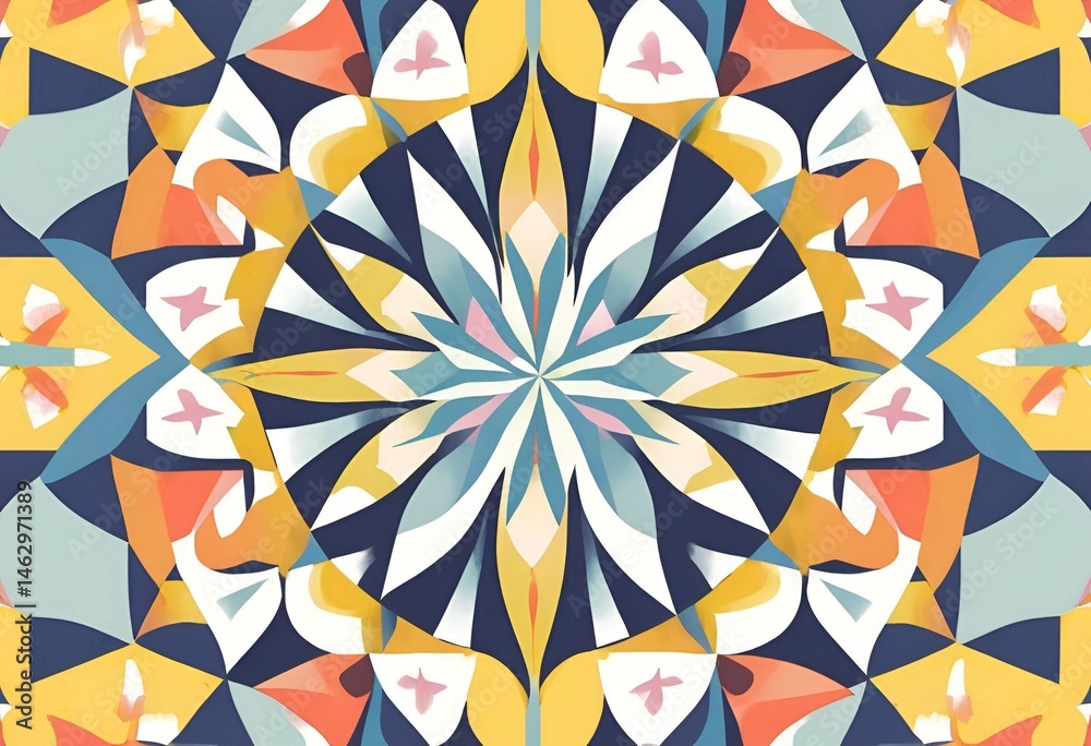 Vibrant Mandala Design Abstract Geometric Artwork with Yellow Orange and Teal Colors Vibrant Mandala Design Abstract Geometric Artwork with Yellow Orange and Teal Colors