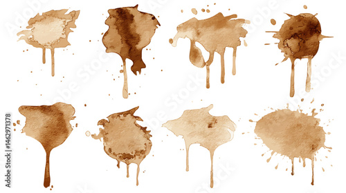 Coffee stain set simple silhouette vector isolated on white background  -  