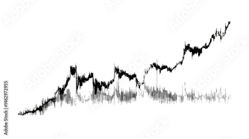 crypto market up trend simple black silhouette vector isolated on white background  -  
