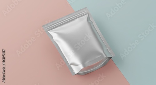 Silver Pouch on Pastel Background