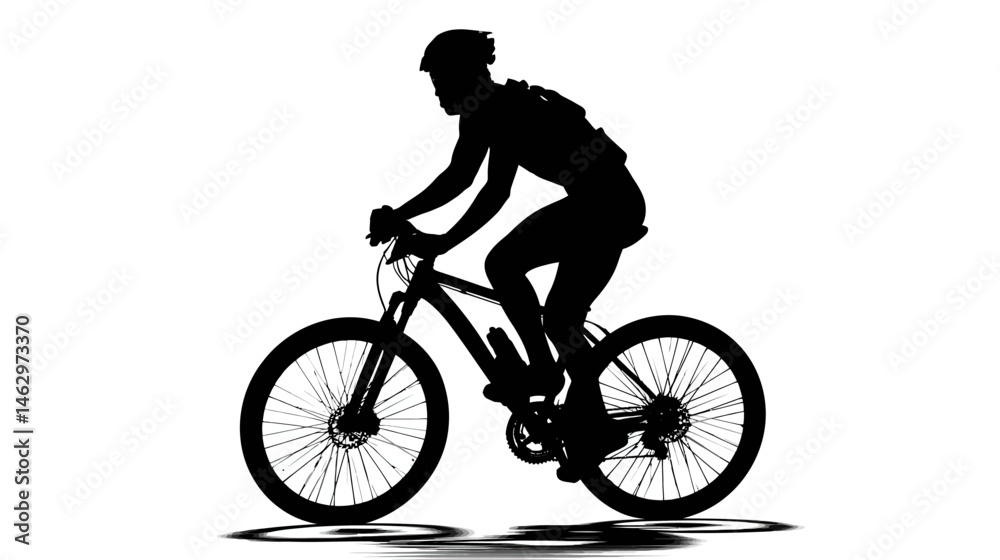 Fototapeta premium Cyclist pedaling silhouette vector isolated on white background - 