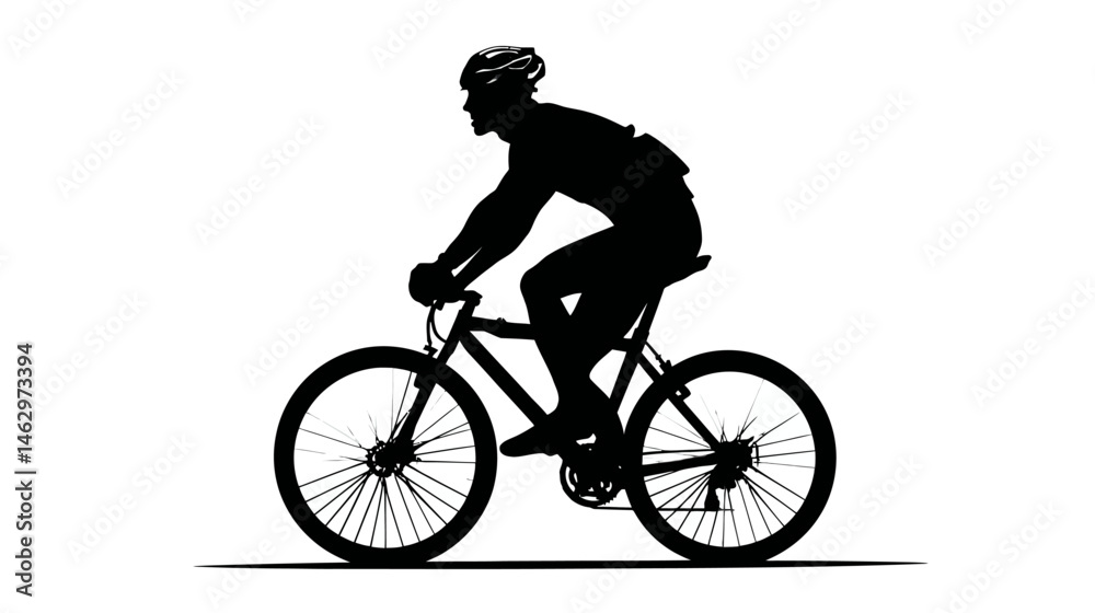 Cyclist riding bicycle silhouette side view vector isolated on white background - Cyclist riding bicycle silhouette side view vector isolated on white background -