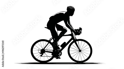 Cyclist pedaling silhouette vector isolated on white background  -  