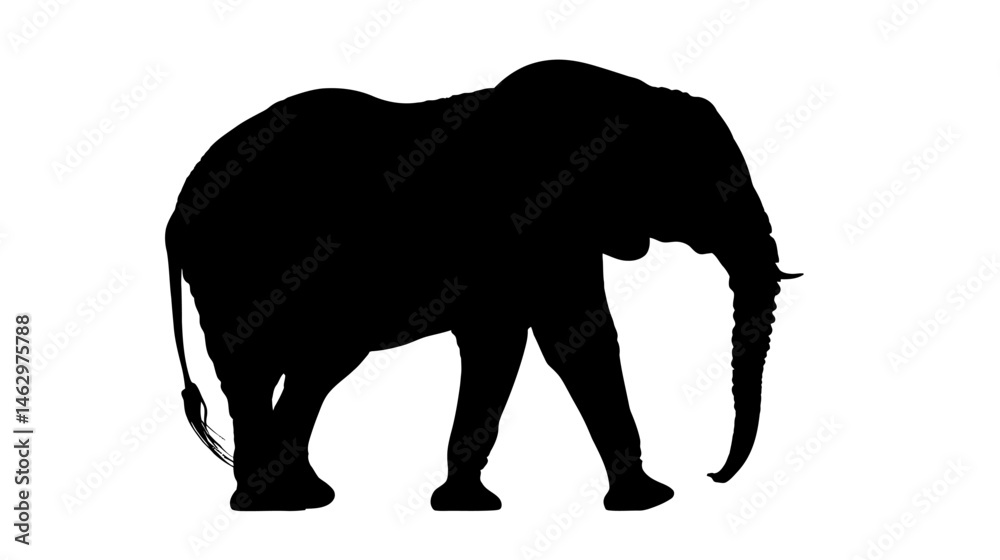 Obraz premium Elephant simple black silhouette vector isolated on white background - 