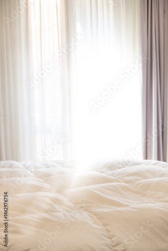 Sunlight on White Bed in Cozy Bedroom