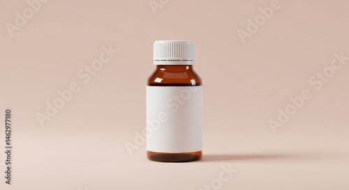 Brown Bottle with White Label and Cap