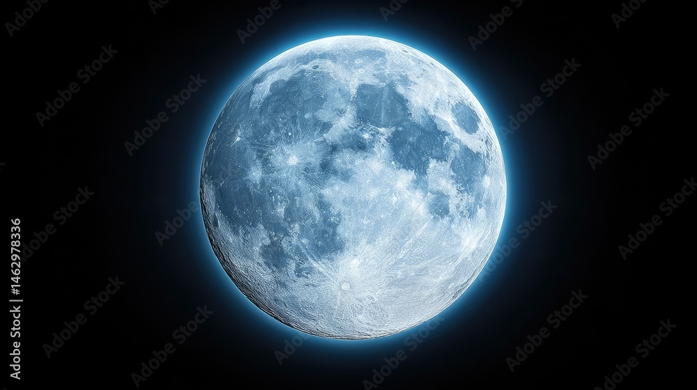 Fototapeta premium A luminous full moon against a dark background, showcasing its surface details and glow.