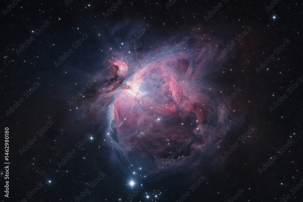 Orion nebula shining in the vastness of deep space