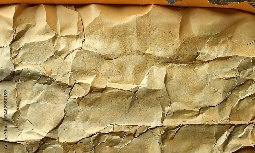 Aged, crumpled, brown paper texture with creases and lines