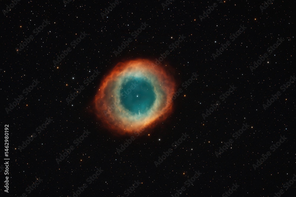 Helix Nebula shining in the vastness of space with countless stars