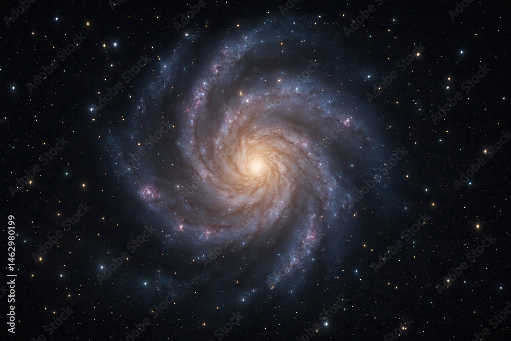 Messier 101 galaxy shining in the dark universe