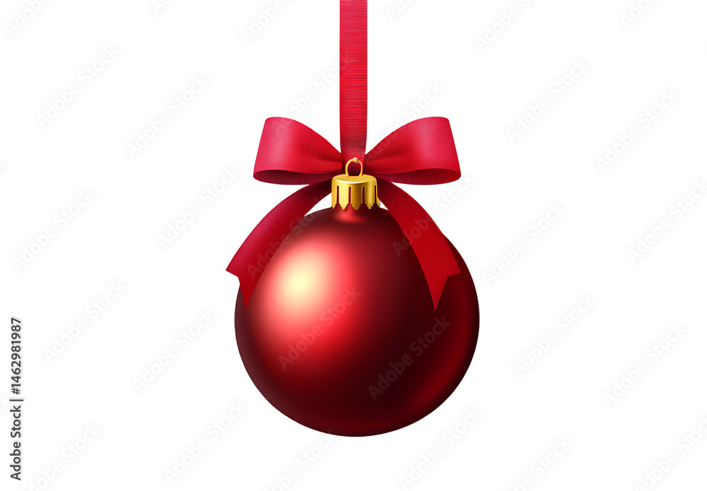 Red Christmas ornament isolated on a transparent background, PNG. Red Christmas ornament isolated on a transparent background, PNG.