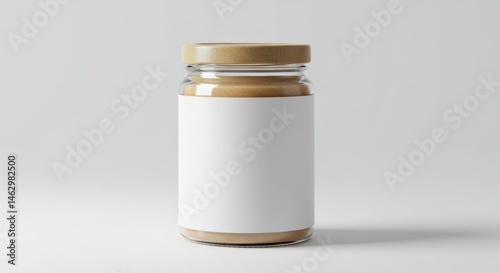Jar with Blank Label and Wooden Lid