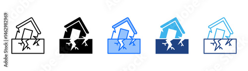 Earthquake Icon Set With Multiple Style Collection 