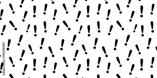 Exclamation mark seamless vector editable pattern PNG or transparent background. black and white alert sign vector pattern background