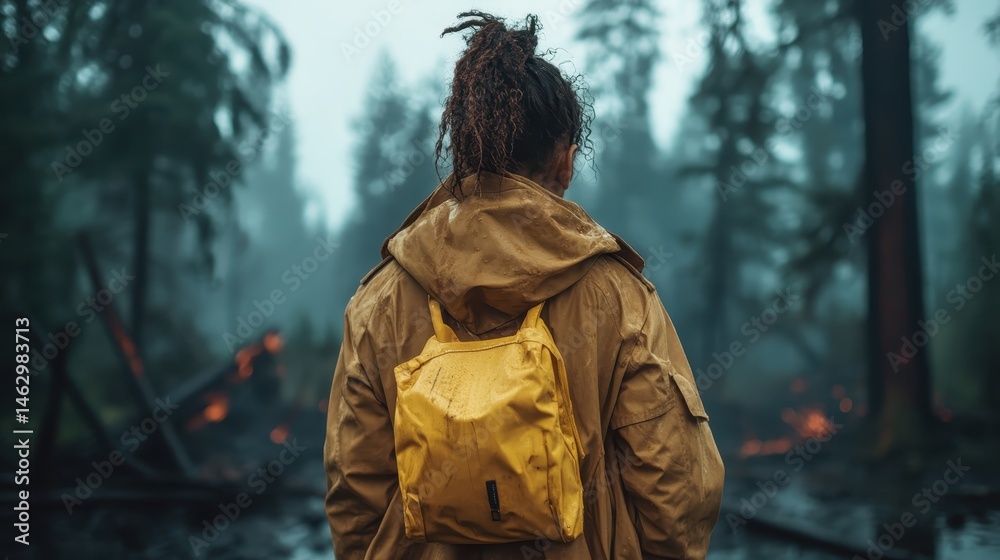 A contemplative figure stands in a fog-covered forest, evoking a sense of solitude and introspection, surrounded by tall trees and an enigmatic atmosphere. A contemplative figure stands in a fog-covered forest, evoking a sense of solitude and introspection, surrounded by tall trees and an enigmatic atmosphere.
