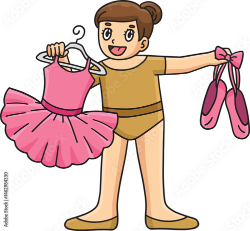 Ballerina carrying Items Cartoon Colored Clipart 