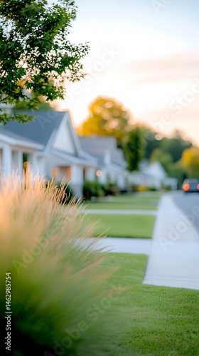 Modern Suburban Homes at Sunset