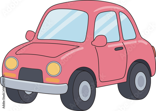 A cute pink cartoon car illustration