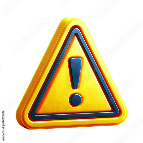 Warning sign PNG icon 3d isolated on white background alert danger 