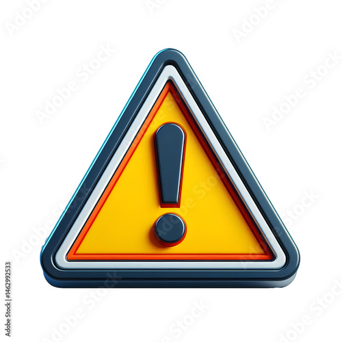 Warning sign PNG icon 3d isolated on white background alert danger 