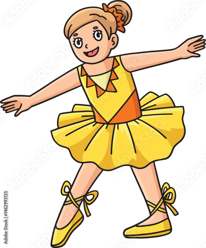 Ballerina doing a Tendu Cartoon Colored Clipart 
