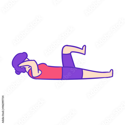 Hand Drawn Bicyclle Crunch Workout Illustration
