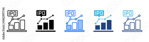 Initial Public Offering Icon Set With Multiple Style Collection 