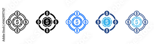 Hedge Funds Icon Set With Multiple Style Collection 