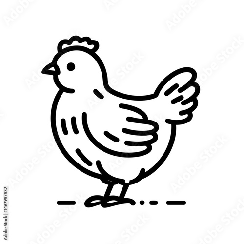 Line Art Chicken Illustration: A Simple Hen Design