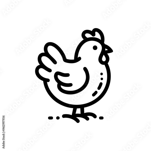 Line Art Chicken Illustration: Farm Animal Icon