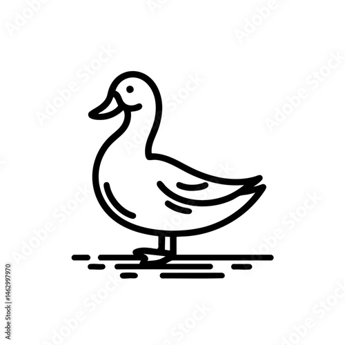 Elegant Line Art Duck Illustration