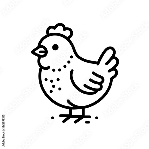 Cute Hen: Line Art Chicken Illustration