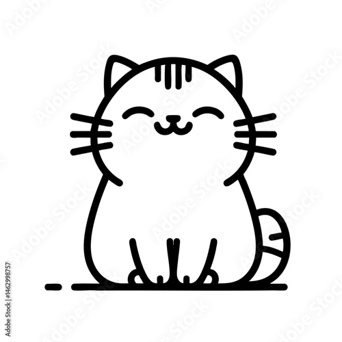 Adorable Happy Cat Cartoon Illustration