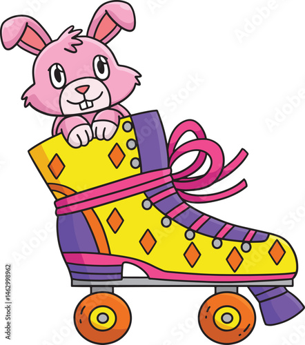 Roller Skate with a Bunny Peaking Out Clipart 