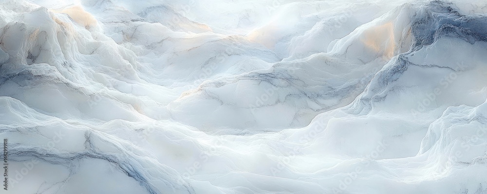 Obraz premium Soft swirling white and light grey marble texture with subtle veins and smooth flowing patterns creating an elegant and serene abstract landscape
