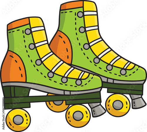 Roller Skates Cartoon Colored Clipart Illustration