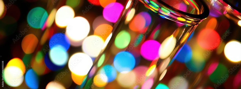 Naklejka premium Vibrant bokeh lights, multicolored circles, and a few transparent objects